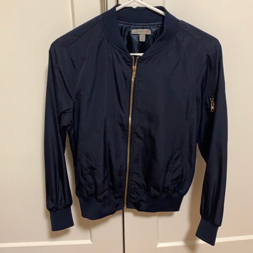 Navy blue bomber jacket